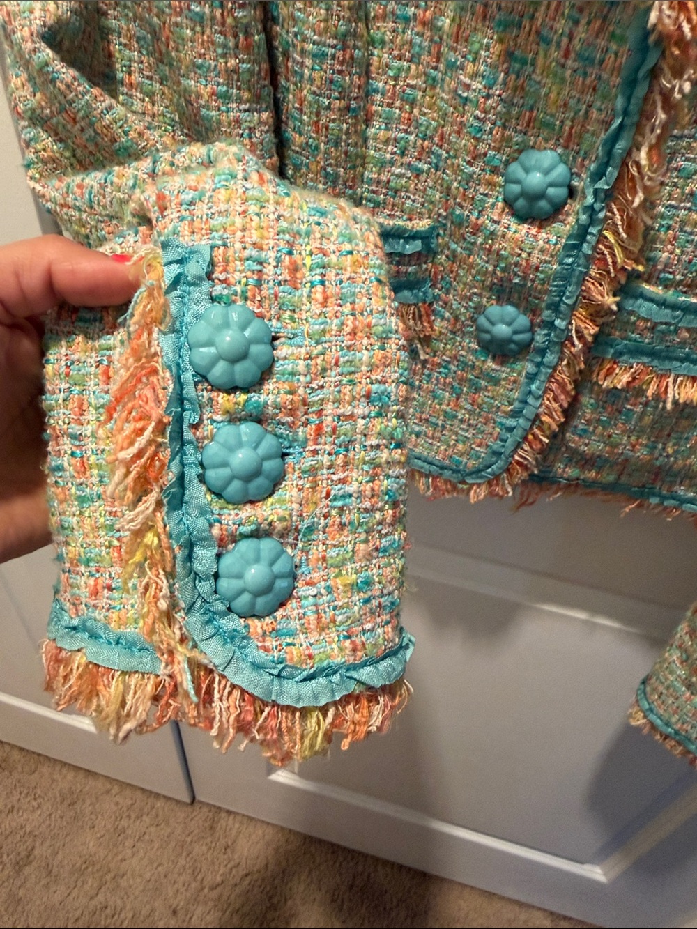 Cynthia Steffe⎼Multi-Color Tweed Cropped Blazer, Sz S - Picture 3 of 5